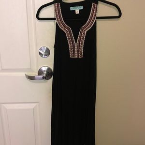 Black embroidered swing dress